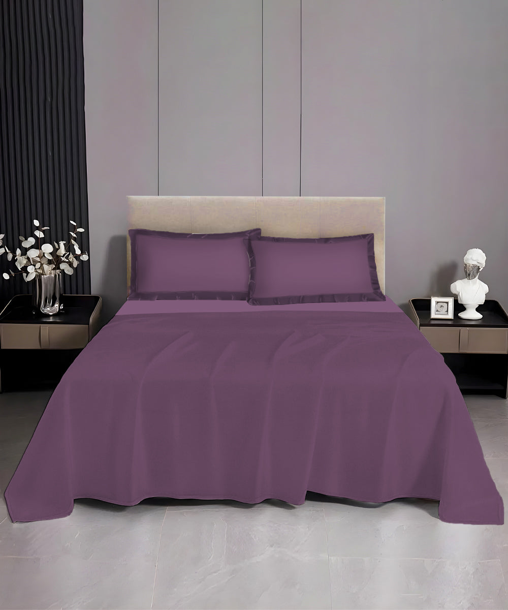 Pastel Olive  Solid  Flat Double Bedsheet With 2 Pillow Covers