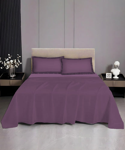 Pastel Olive  Solid  Flat Double Bedsheet With 2 Pillow Covers