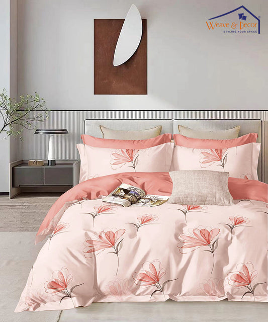 Pink Blossom Flat Double Bedsheet With 2 Pillow Covers