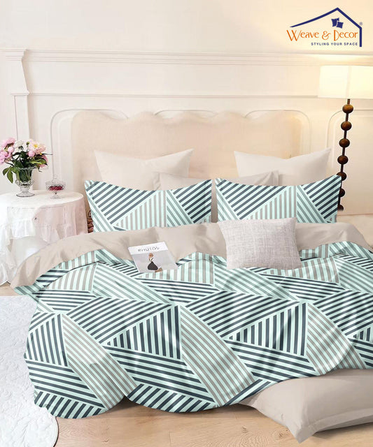 Lines Abstract Flat Double Bedsheet With 2 Pillow Covers