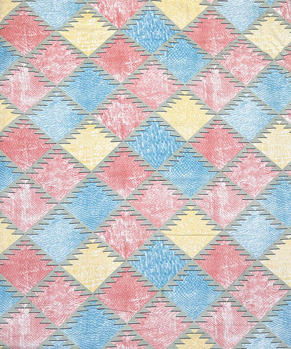 Pastel Geo Bliss – 200 GSM Pure Cotton Double Bedsheet with Pillow Covers | 90x100 inches