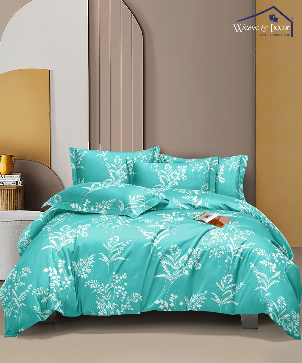 Turquoise Floral 350GSM Single Bed Comforter