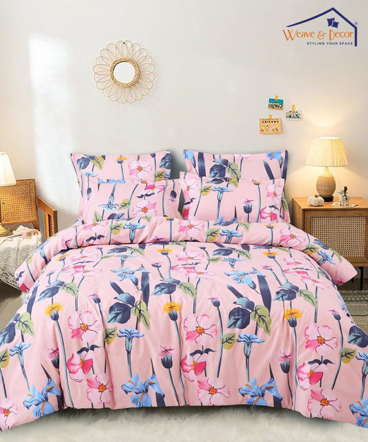 Pink Blossom  Single Fitted Bedsheet With 1 Pillow Cover