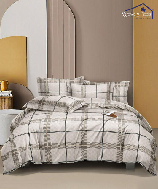 Bur-berry Checks Super King Fitted Bedsheet With 2 Pillow Covers