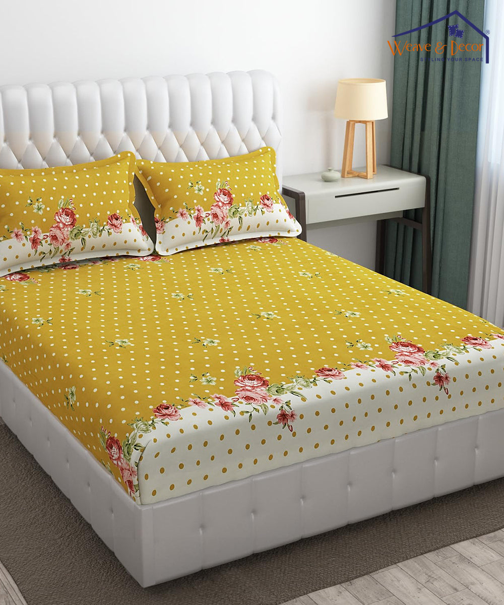 Brown Printed  Comforter Set With Bedsheet