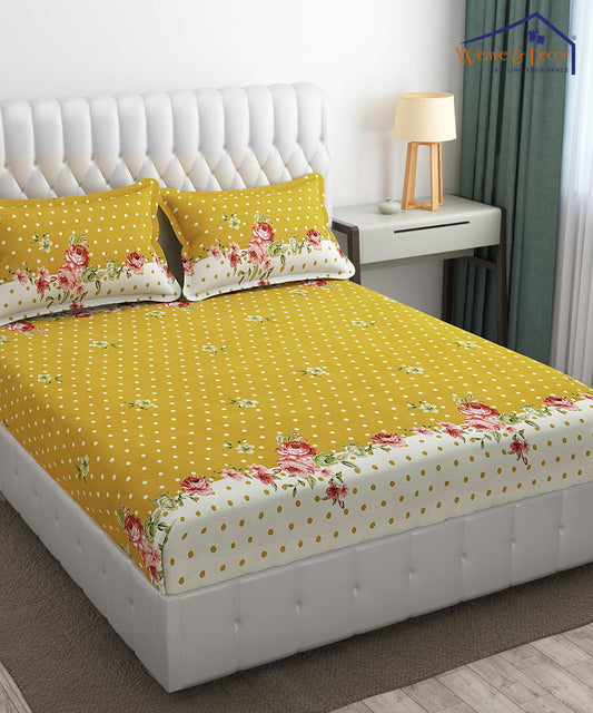 Brown Printed  Comforter Set With Bedsheet