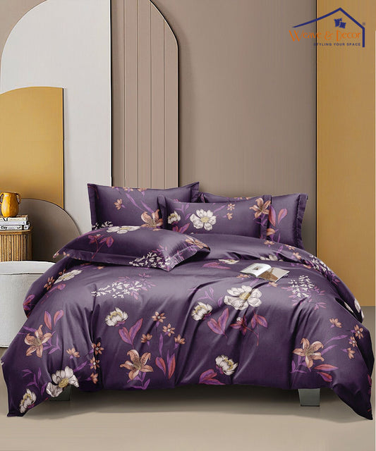 Midnight Blossom Comforter Set With Bedsheet  & Pillow Cover