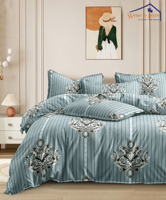 Brown Printed  King Size Bedsheet With 2 Pillow Cover