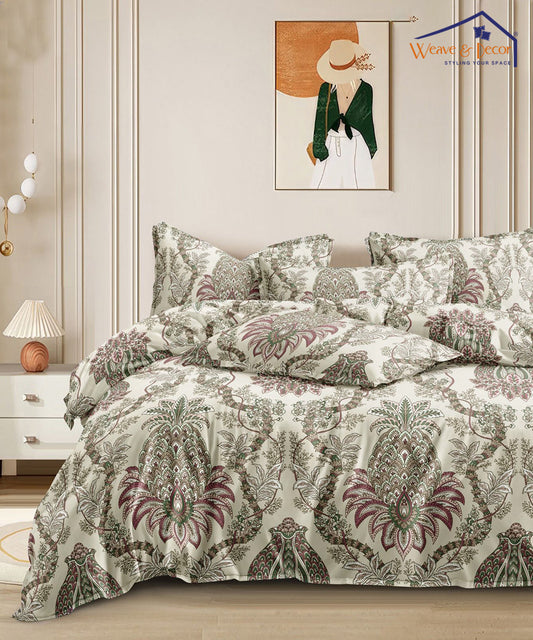 Brown Printed Single Fitted Bedsheet With 1 Pillow Cover