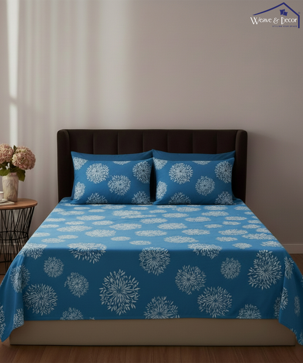 Blue Dandelion FloralQuilt / Blanket / Razai / Duvet Covers