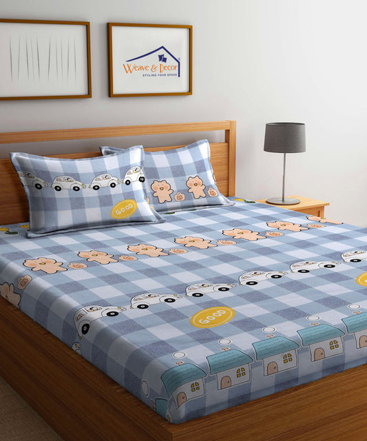 Cute Kids King Size Bedsheet With 2 Pillow Cover