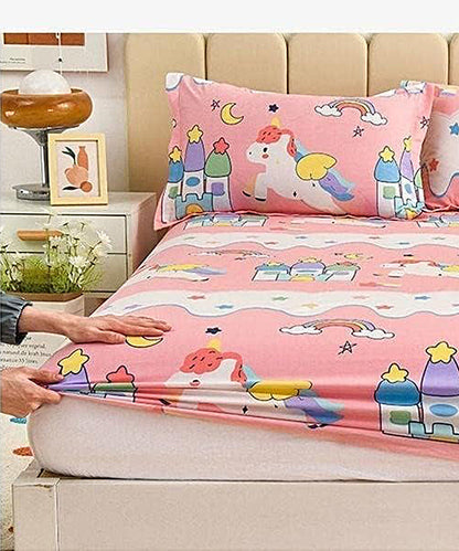 Unicorn Wonder Land Single Bedsheet With 1 Pillow Cover