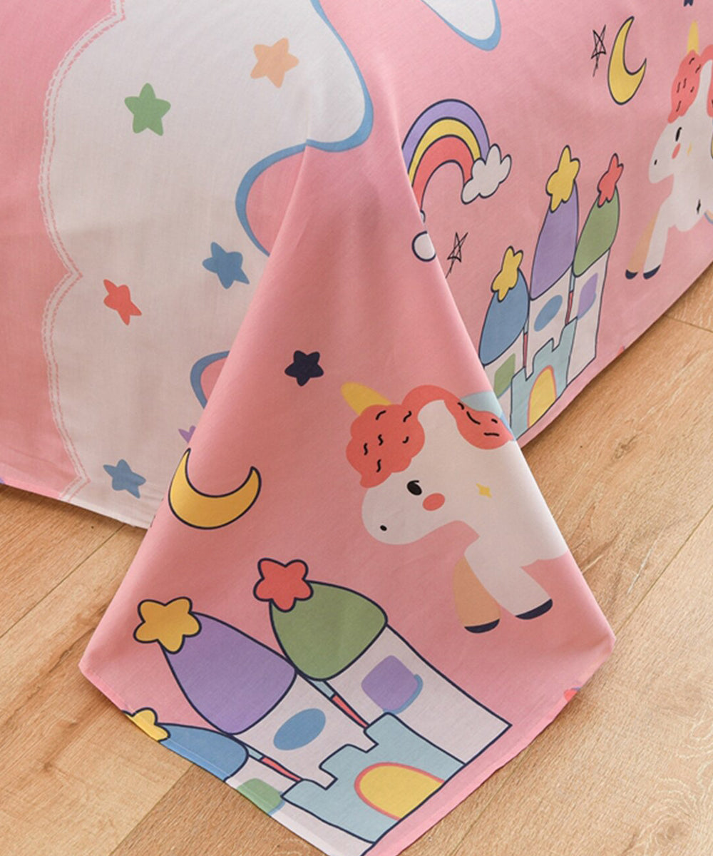 Unicorn Wonder Land King Size Bedsheet With 2 Pillow Cover