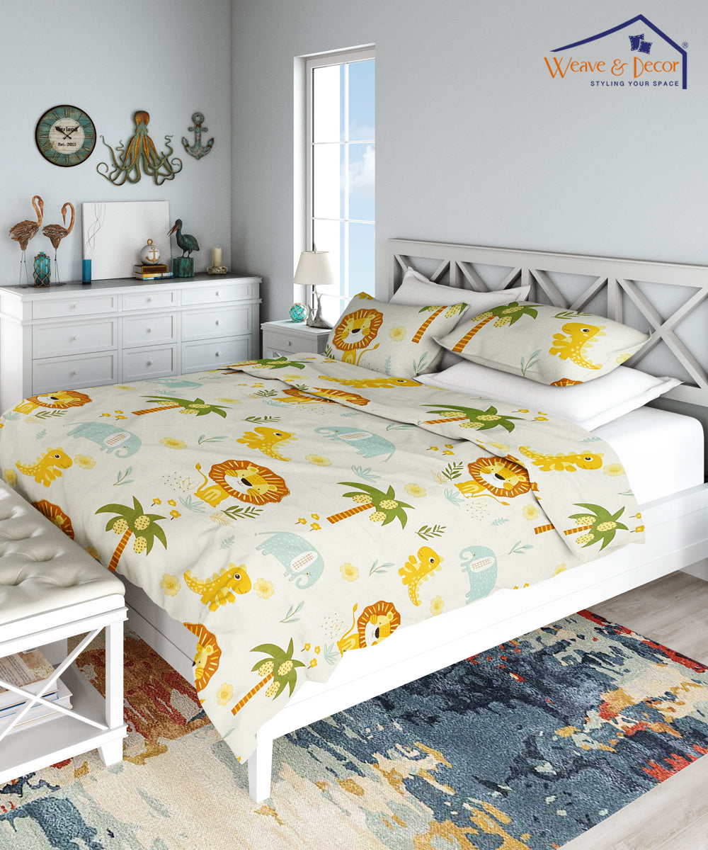 Wild Adventures Kids Bedsheet  With Pillow Cover