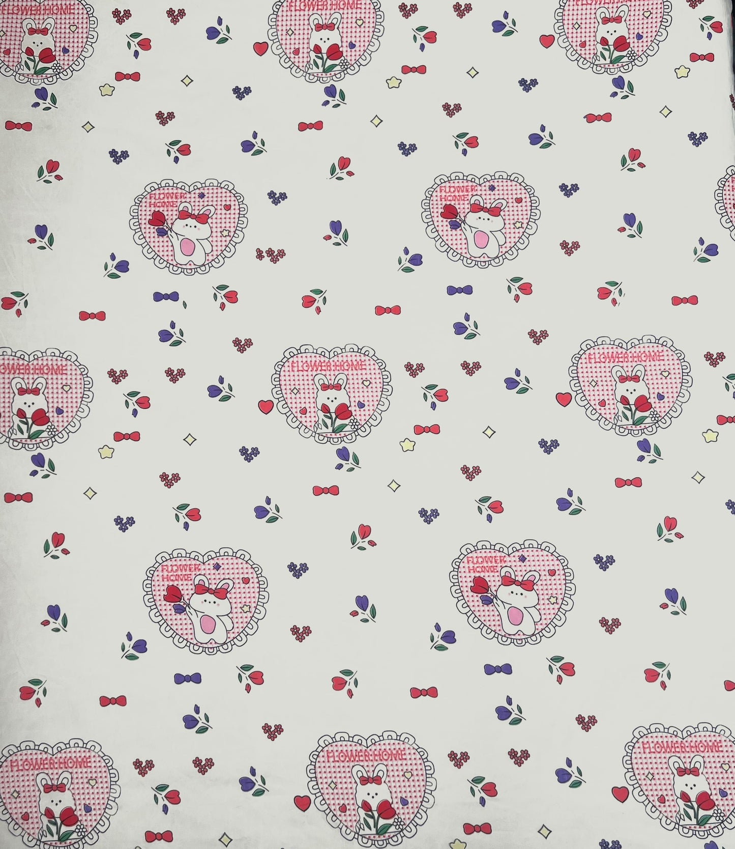 Kitty Hearts Kids Flat Double Bedsheet with 2 Pillow Covers