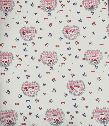 Kitty Hearts Kids Flat Double Bedsheet with 2 Pillow Covers
