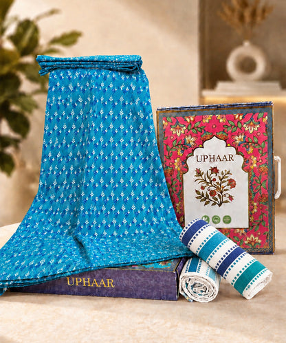 UPHAAR Pure Cotton Home Comfort Combo Set | Floral King Size Bedsheet with 2 Soft Hand Towels