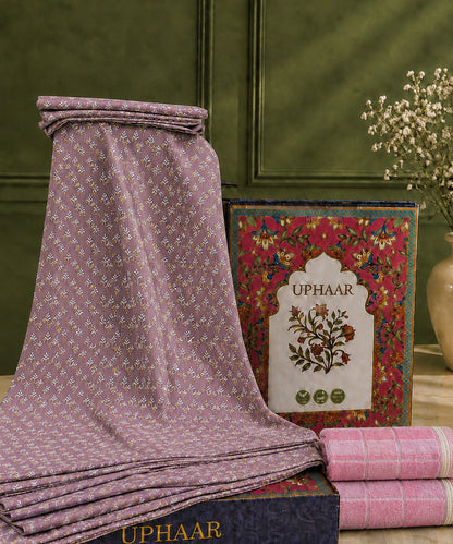 UPHAAR Pure Cotton Home Comfort Combo Set | Floral King Size Bedsheet with 2 Soft Hand Towels