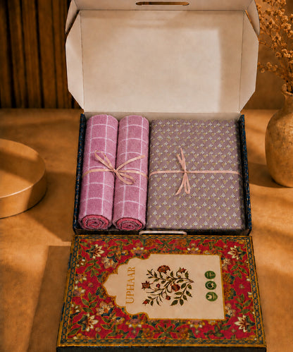 UPHAAR Pure Cotton Home Comfort Combo Set | Floral King Size Bedsheet with 2 Soft Hand Towels
