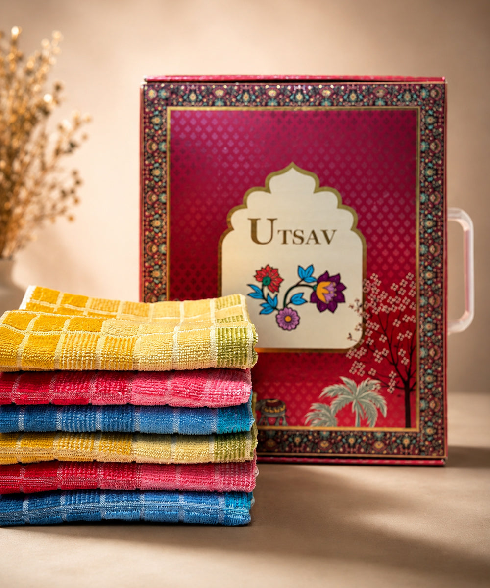 Weave & Decor Premium Hand Towel Gift Box – Set of 6