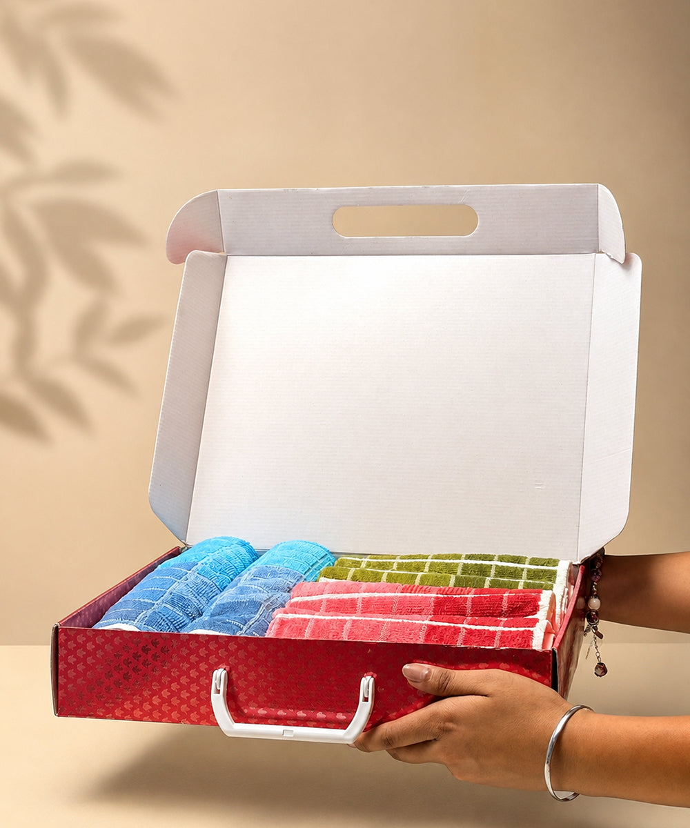 Weave & Decor Premium Hand Towel Gift Box – Set of 6
