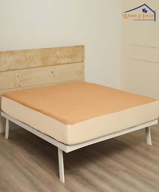 Beige Solid Terry Mattress Protector