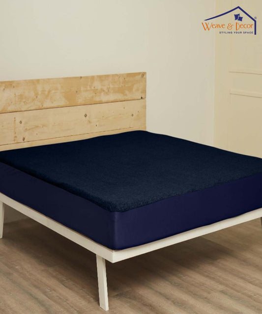 Blue Solid Terry Mattress Protector