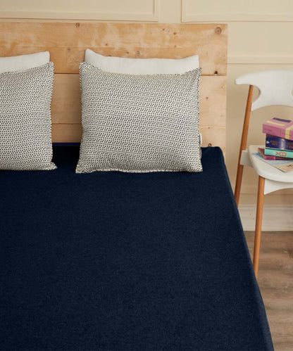 Blue Solid Terry Mattress Protector
