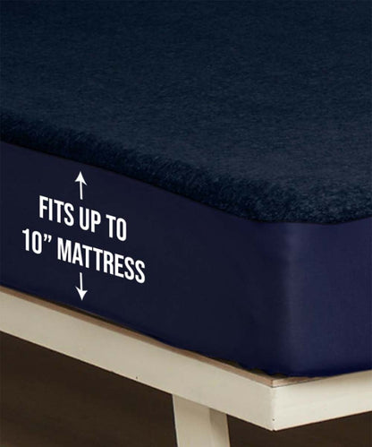 Blue Solid Terry Mattress Protector