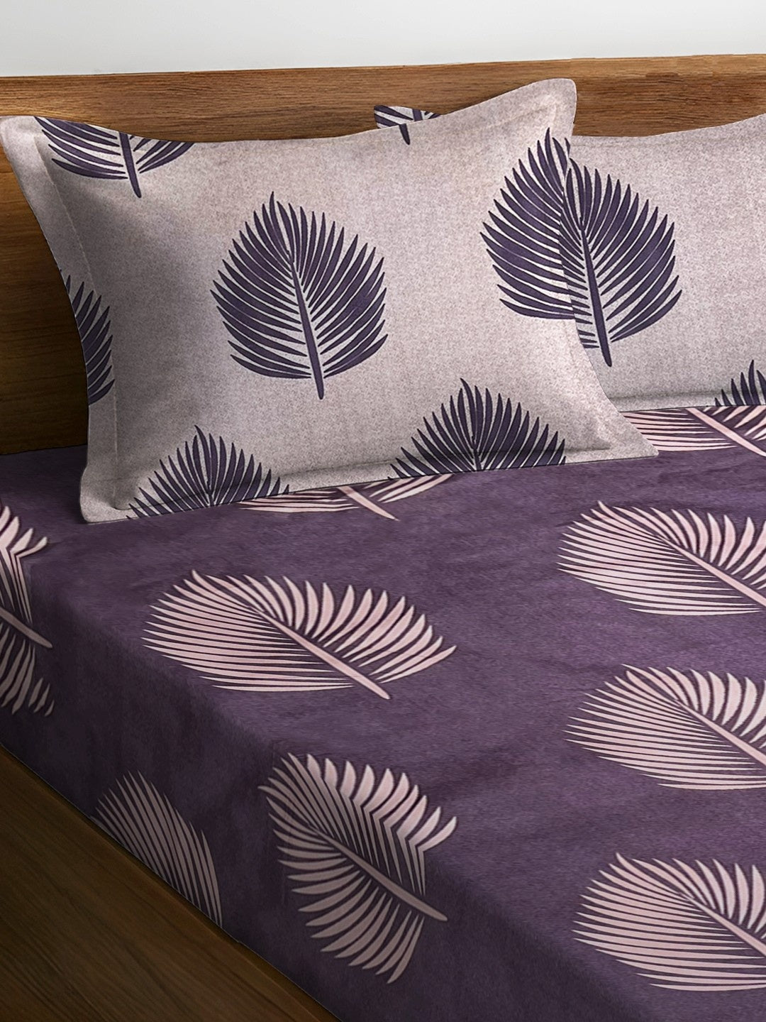 Twilight Leaves Fitted Bedsheet With Coordinate Pillow Cover