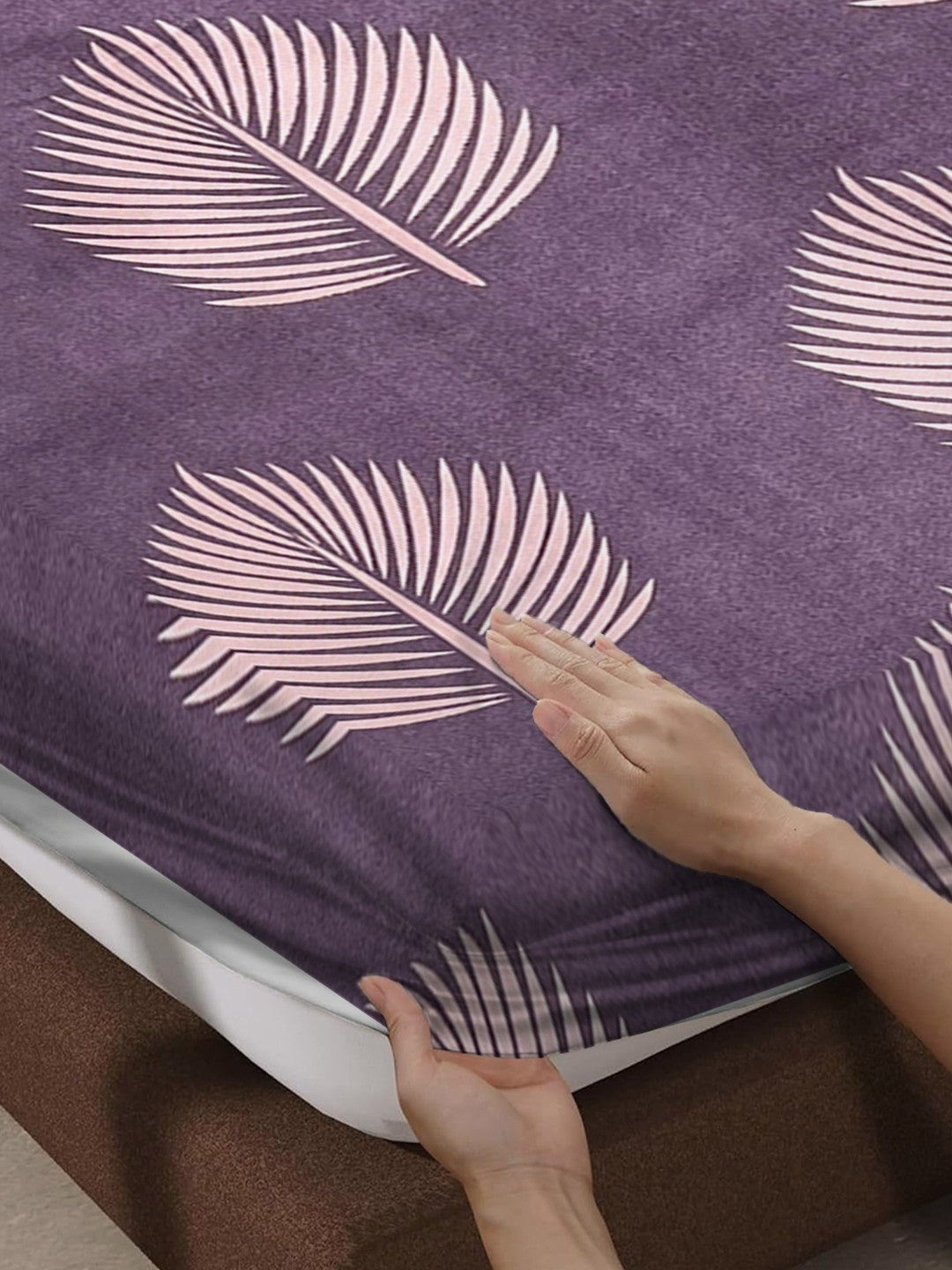 Twilight Leaves Fitted Bedsheet With Coordinate Pillow Cover