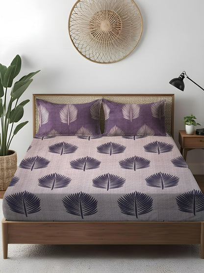 Earthy Elegance Queen Fitted Bedsheet With 2 Coordinate Pillow Covers