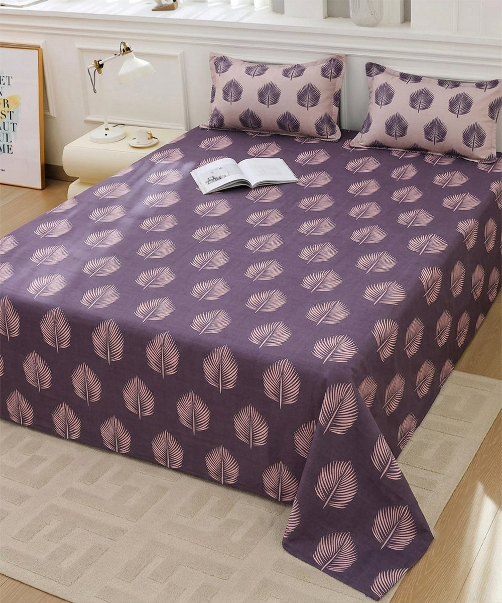 Twilight Leaves King Size Bedsheet With 2 Coordinate Pillow Cover