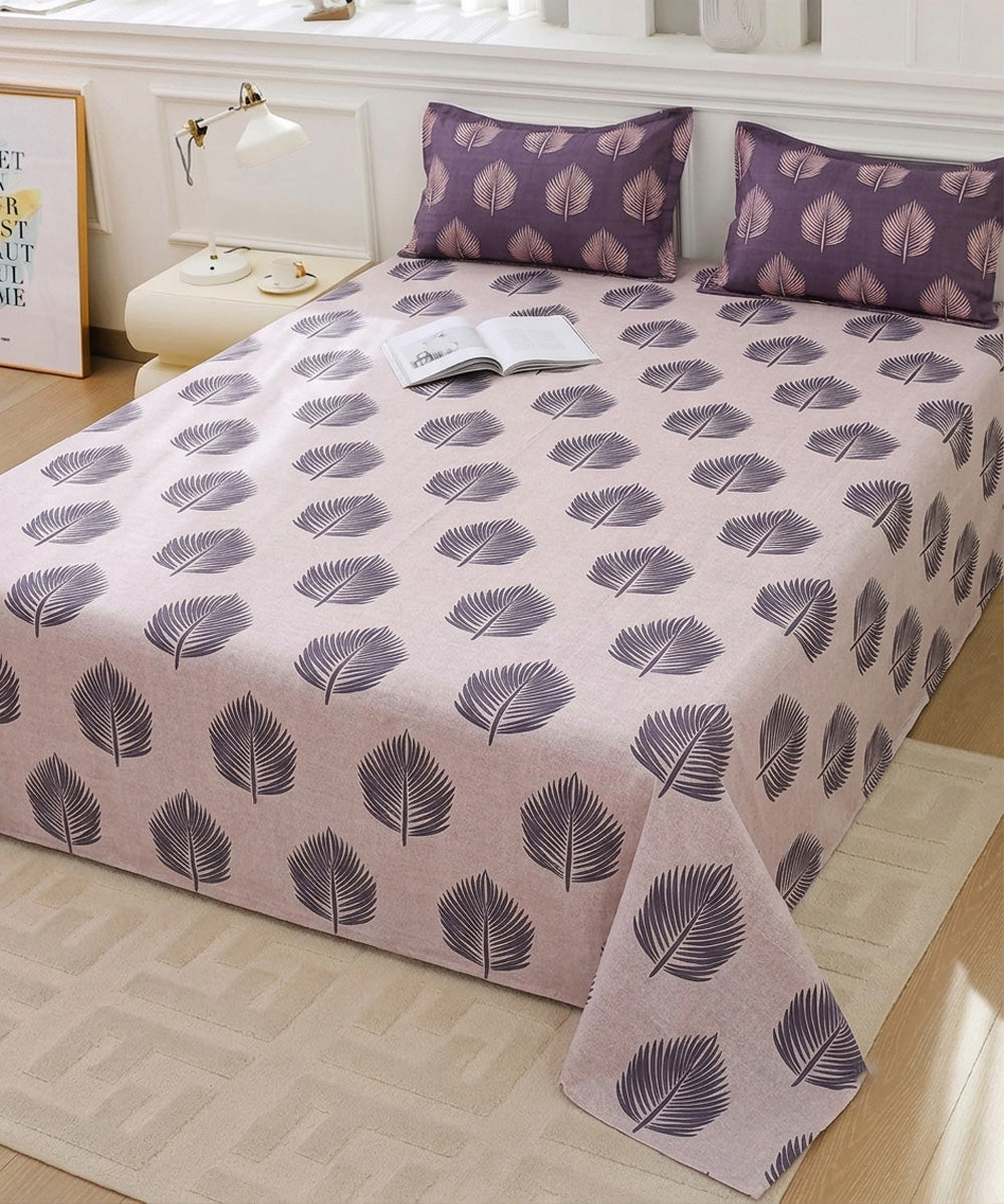 Earthy Elegance Flat Double Bedsheet With 2 Coordinate Pillow Covers