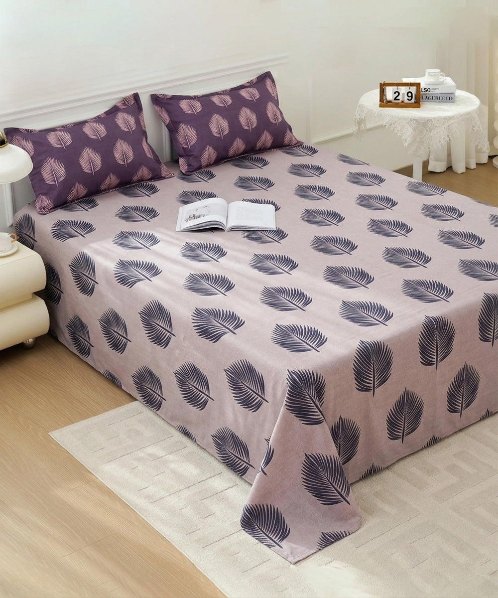 Earthy Elegance Flat Double Bedsheet With 2 Coordinate Pillow Covers