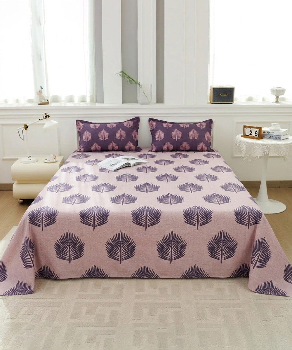 Earthy Elegance Flat Double Bedsheet With 2 Coordinate Pillow Covers