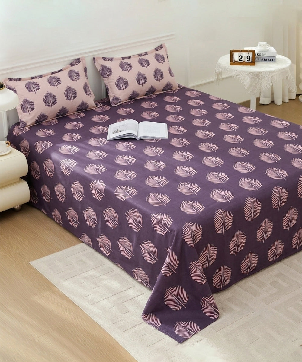 Twilight Leaves King Size Bedsheet With 2 Coordinate Pillow Cover