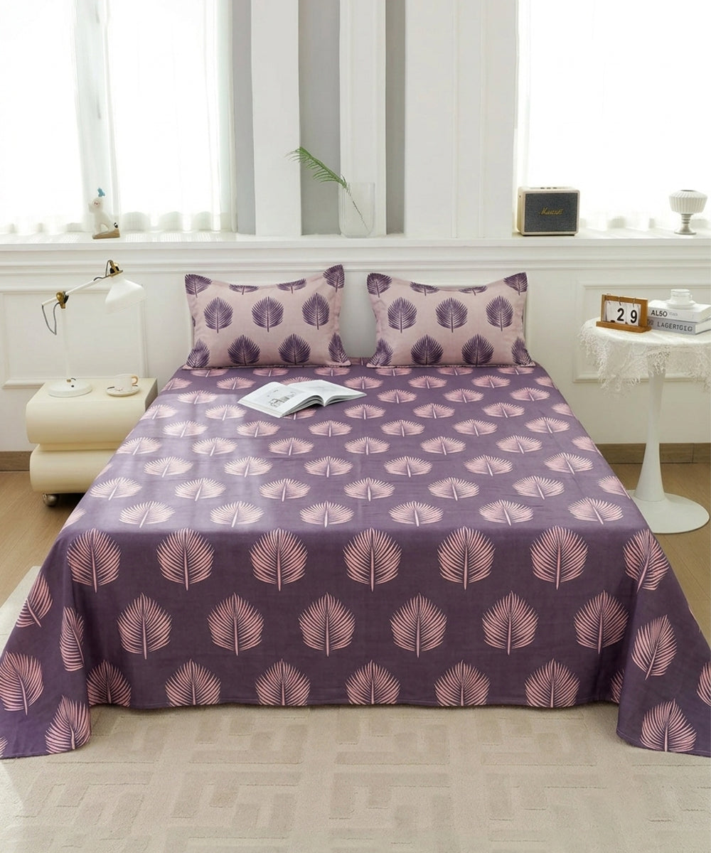 Twilight Leaves King Size Bedsheet With 2 Coordinate Pillow Cover