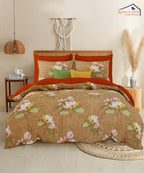 Magnolia Harmony – 200 GSM Pure Cotton Double Bedsheet with Pillow Covers | 90x100 inches
