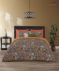 Rustic Paisley Glow – 200 GSM Pure Cotton Double Bedsheet with Pillow Covers | 90x100 inches