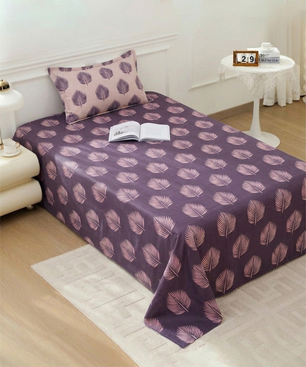 Twilight Leaves Single Bedsheet With 1 Coordinate Pillow Cover