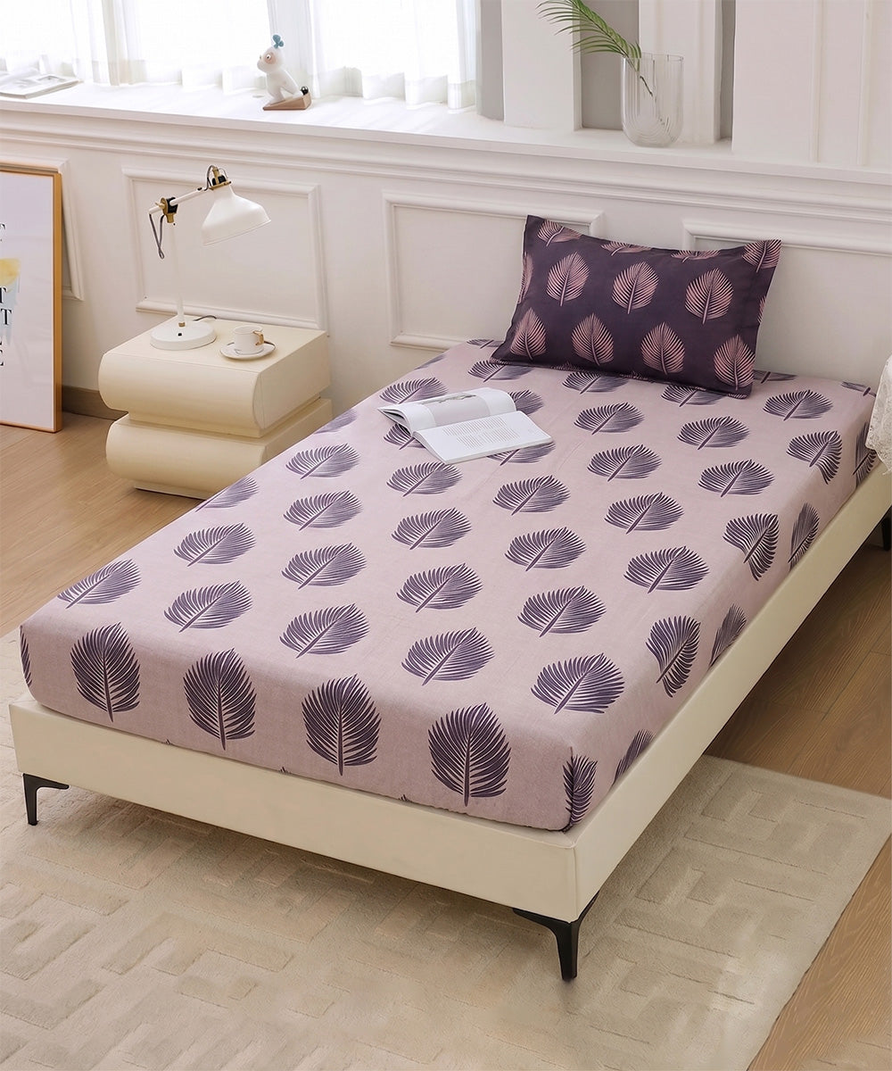 Earthy Elegance Single Bedsheet With 1 Coordinate Pillow Cover