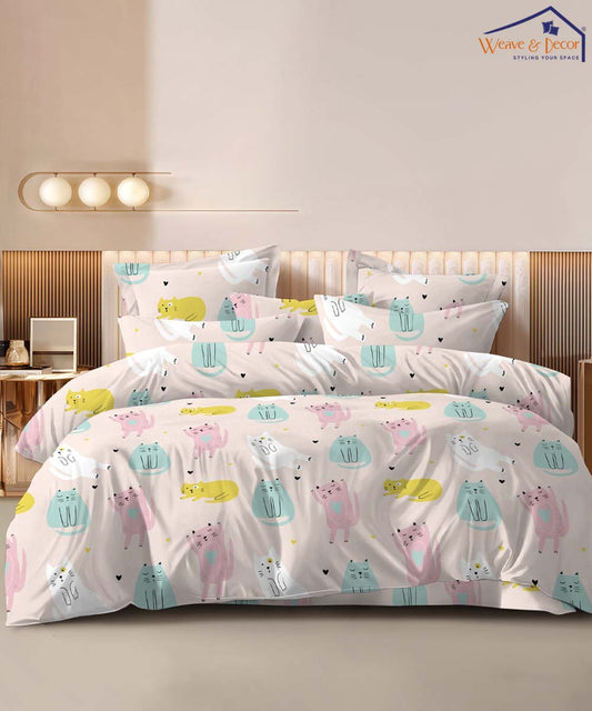 Cute Meow Kids  Comforter Set With Bedsheet