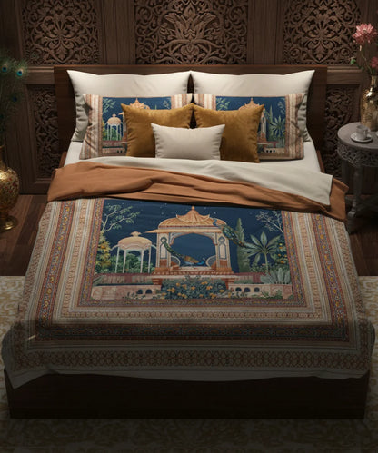 Royal Pavilion Garden 7D Flat Double Bedsheet with 2 Pillow Covers
