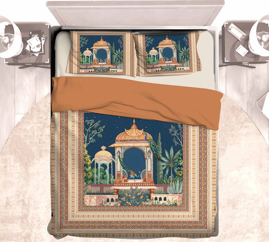 Royal Pavilion Garden 7D Flat Double Bedsheet with 2 Pillow Covers
