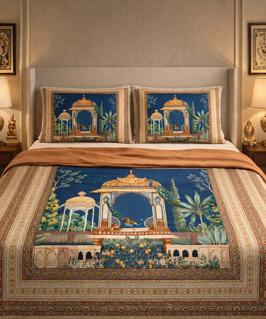 Royal Pavilion Garden 7D Flat Double Bedsheet with 2 Pillow Covers