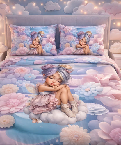 Dreamy Fairy Garden 7D Flat Double Bedsheet with 2 Pillow Covers