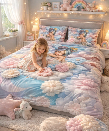 Dreamy Fairy Garden 7D Flat Double Bedsheet with 2 Pillow Covers
