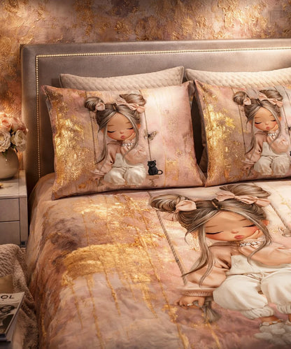 Cute Blush Doll Art 7D Flat Double Bedsheet with 2 Pillow Covers