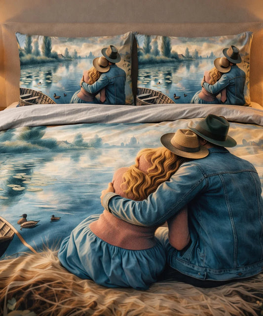 Lakeside Love Story 7D Flat Double Bedsheet with 2 Pillow Covers